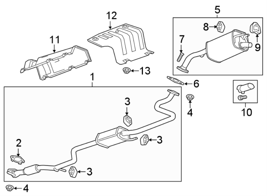 Diagram EXHAUST SYSTEM. EXHAUST COMPONENTS. for your 2020 Chevrolet Spark 1.4L Ecotec CVT ACTIV Hatchback 