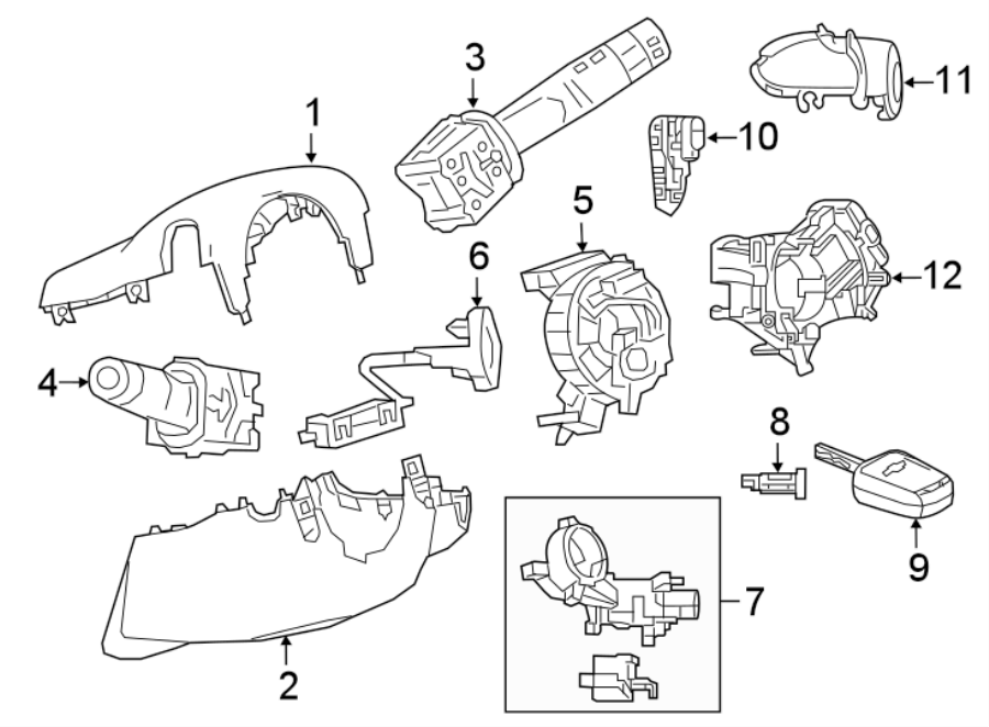 Diagram STEERING COLUMN. SHROUD. SWITCHES & LEVERS. for your 2017 Chevrolet Spark  LT Hatchback 