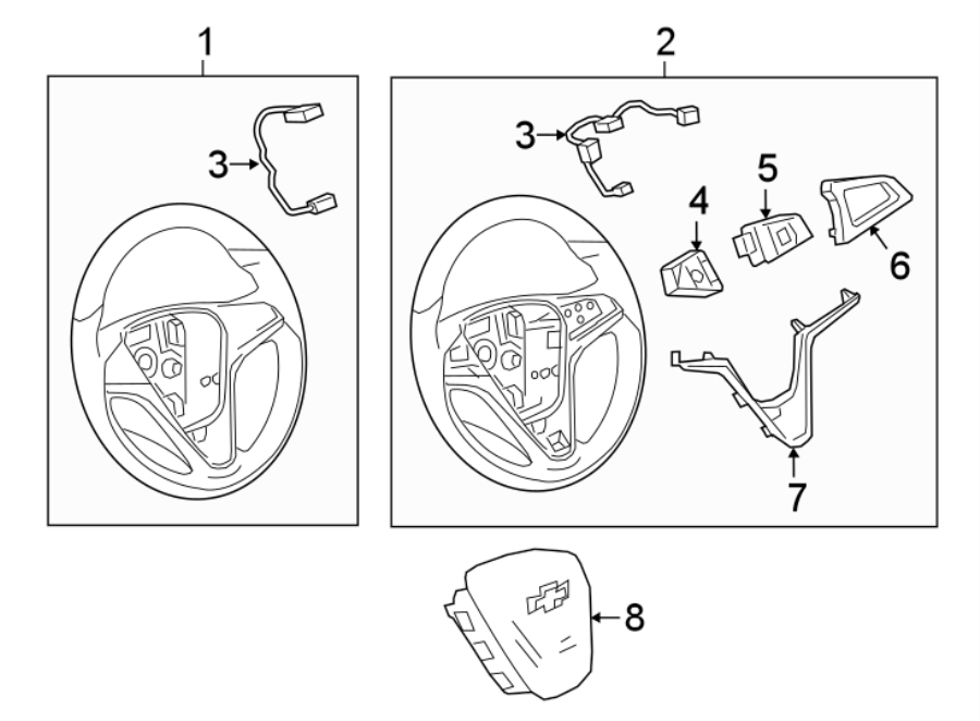 Diagram STEERING WHEEL & TRIM. for your 2019 Chevrolet Spark 1.4L Ecotec M/T LT Hatchback 