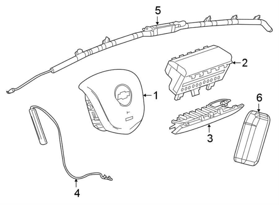 Diagram RESTRAINT SYSTEMS. AIR BAG COMPONENTS. for your 2018 Chevrolet Spark 1.4L Ecotec M/T ACTIV Hatchback 