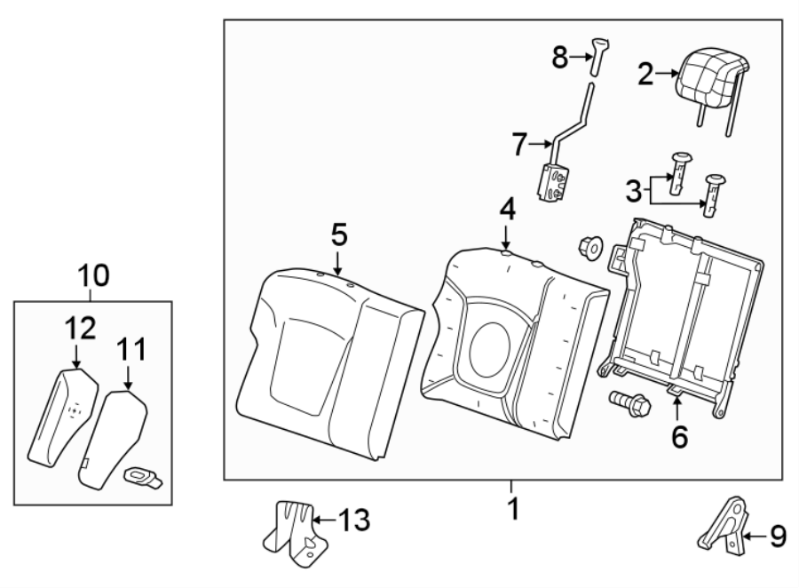 Diagram SEATS & TRACKS. REAR SEAT COMPONENTS. for your 2015 Cadillac ATS Luxury Sedan 2.0L Ecotec M/T RWD 