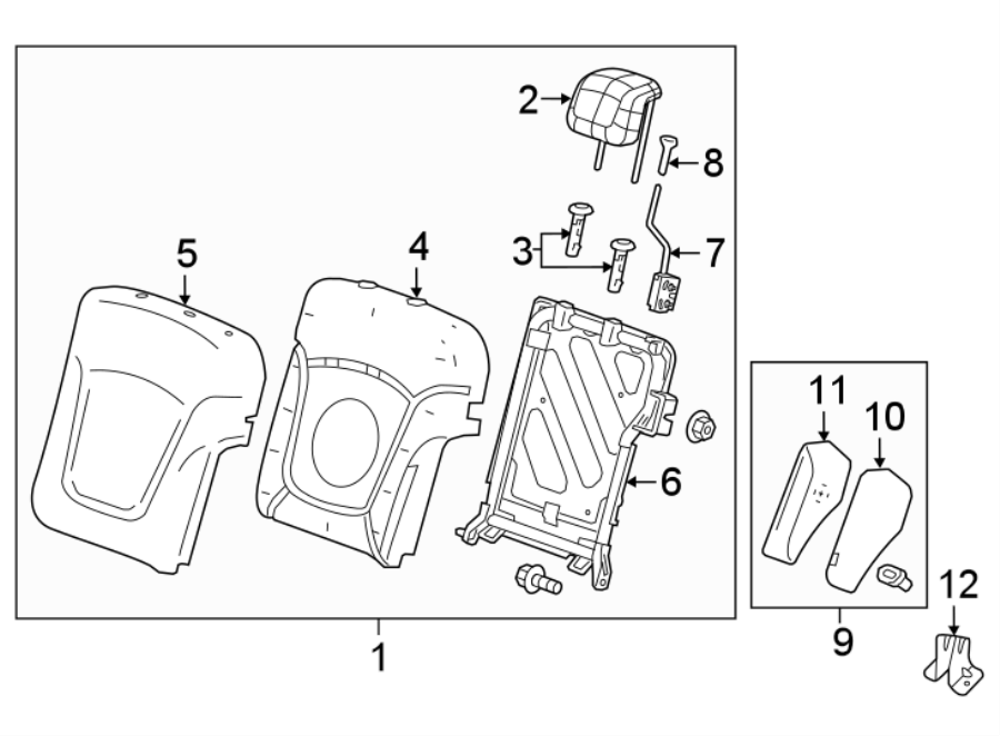 Diagram SEATS & TRACKS. REAR SEAT COMPONENTS. for your 2017 Cadillac ATS Premium Performance Sedan 3.6L V6 A/T RWD 