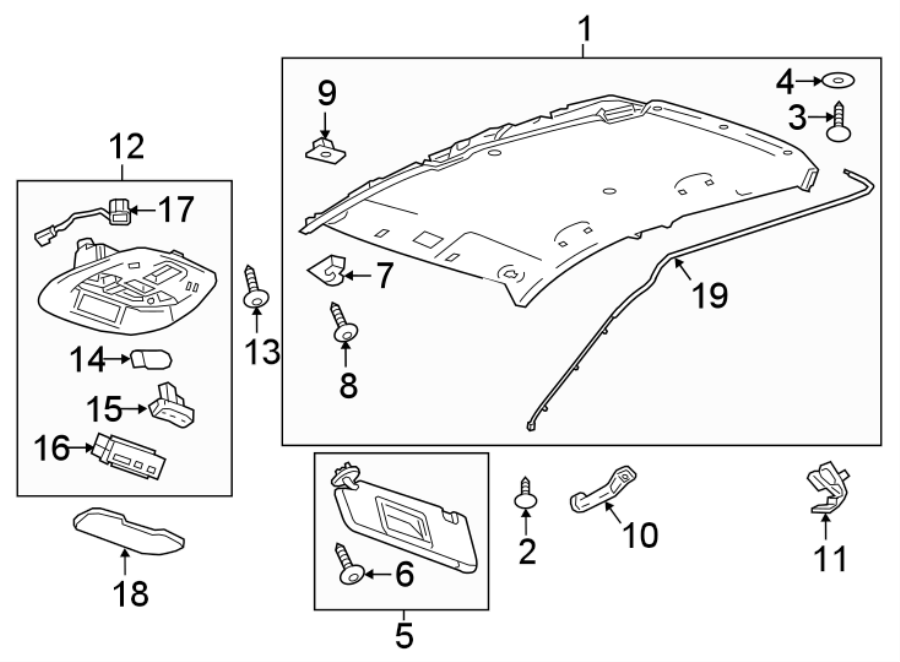 Diagram INTERIOR TRIM. for your 2020 Chevrolet Spark 1.4L Ecotec M/T LS Hatchback 