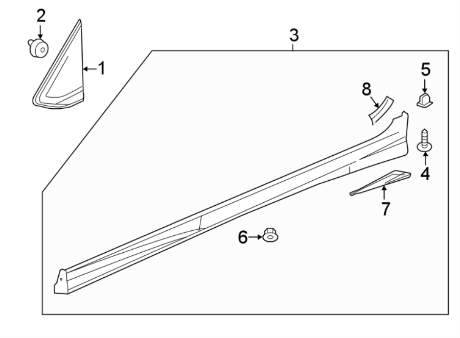 Diagram PILLARS. ROCKER & FLOOR. EXTERIOR TRIM. for your 2021 Chevrolet Spark 1.4L Ecotec M/T LT Hatchback 