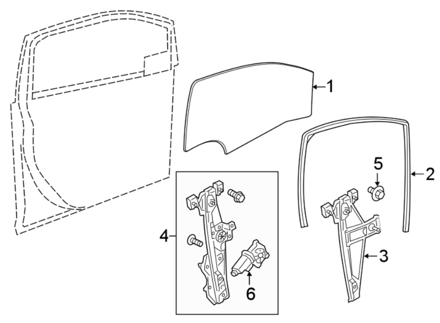 Diagram FRONT DOOR. GLASS & HARDWARE. for your 2021 Chevrolet Spark 1.4L Ecotec CVT ACTIV Hatchback 