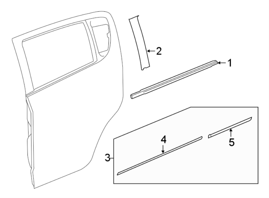 Diagram REAR DOOR. EXTERIOR TRIM. for your 2017 Chevrolet Spark   