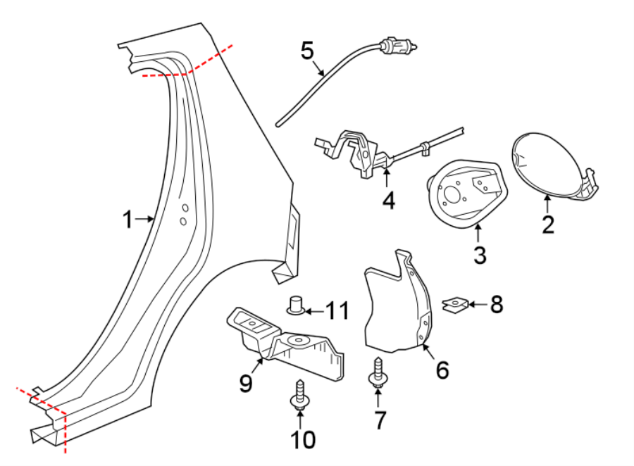 Diagram QUARTER PANEL & COMPONENTS. for your 2002 GMC Sierra 3500 6.6L Duramax V8 DIESEL M/T 4WD Base Crew Cab Pickup Fleetside 