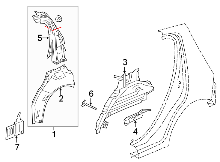 Diagram QUARTER PANEL. INNER STRUCTURE. for your 2020 Chevrolet Spark 1.4L Ecotec M/T LS Hatchback 