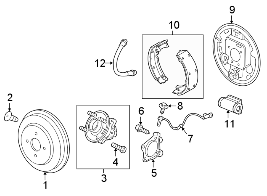 Diagram REAR SUSPENSION. BRAKE COMPONENTS. for your 2012 GMC Sierra 3500 HD SLT Cab & Chassis Fleetside 6.0L Vortec V8 FLEX A/T 4WD 