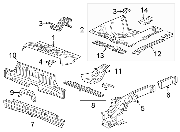 REAR BODY & FLOOR. FLOOR & RAILS. Diagram