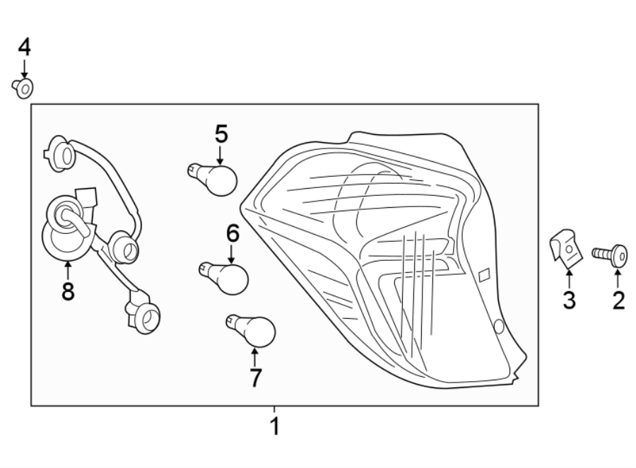 Diagram Rear lamps. Side loading door. Tail lamps. for your 2020 Chevrolet Spark 1.4L Ecotec CVT ACTIV Hatchback 