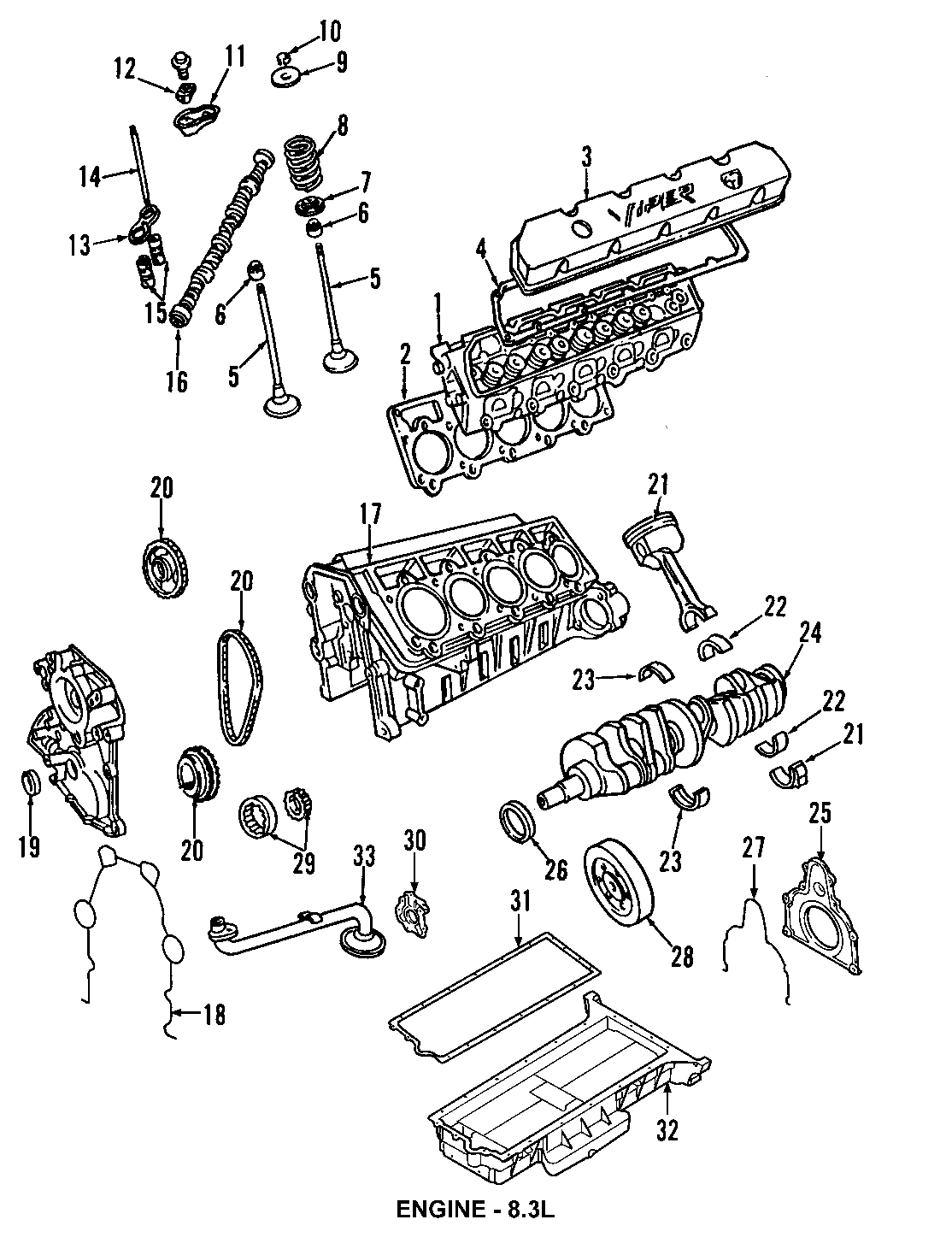 1Camshaft & timing. Crankshaft & bearings. Cylinder head & valves. Lubrication. Mounts. Pistons. Rings & bearings.https://images.simplepart.com/images/parts/motor/fullsize/CXP045.png