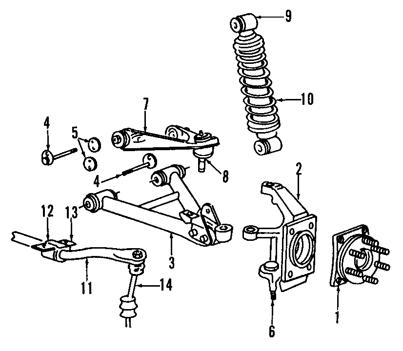 1Front suspension. Lower control arm. Stabilizer bar. Suspension components. Upper control arm.https://images.simplepart.com/images/parts/motor/fullsize/CXP050.png