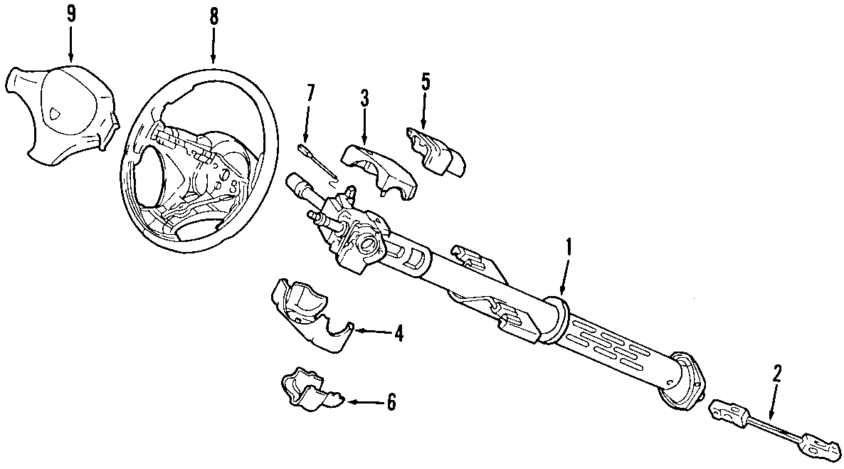 Steering column. Steering wheel.