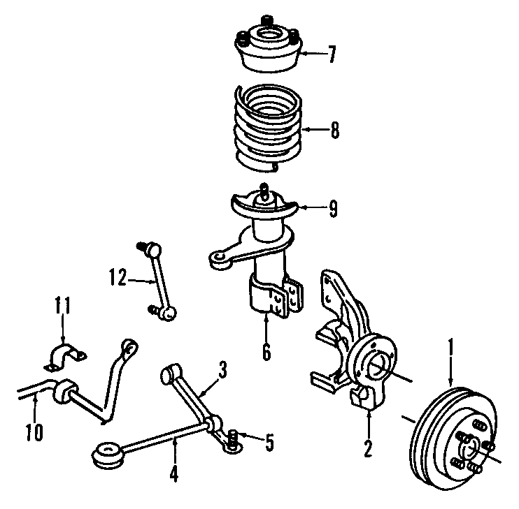 FRONT SUSPENSION. LOWER CONTROL ARM. STABILIZER BAR. SUSPENSION COMPONENTS.