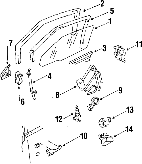 Diagram FRONT DOOR. GLASS & HARDWARE. for your 2004 Buick Lesabre   