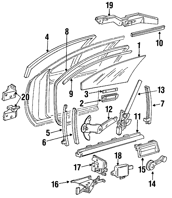 Diagram FRONT DOOR. GLASS & HARDWARE. for your 2014 Chevrolet Spark 1.2L Ecotec M/T LS Hatchback 