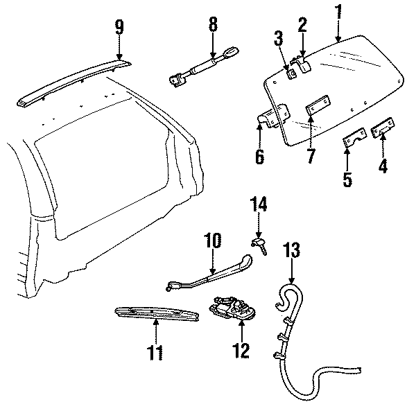 8TAIL GATE. LIFT GLASS. REAR WIPER COMPONENTS.https://images.simplepart.com/images/parts/motor/fullsize/DA91337.png