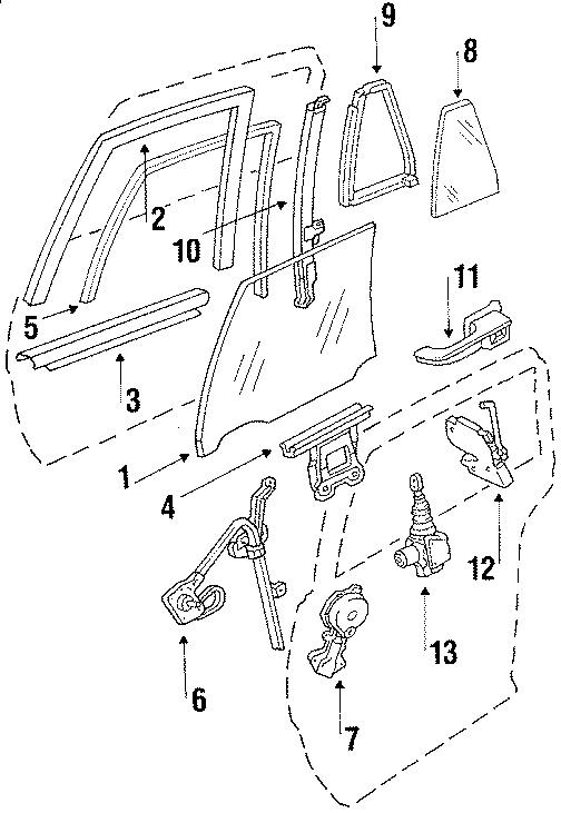 Diagram REAR DOOR. GLASS & HARDWARE. for your 2013 Chevrolet Spark   