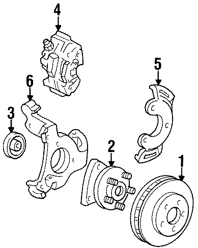 Diagram FRONT SUSPENSION. BRAKE COMPONENTS. for your 2002 GMC Sierra 2500 HD 6.0L Vortec V8 A/T RWD SL Standard Cab Pickup Fleetside 