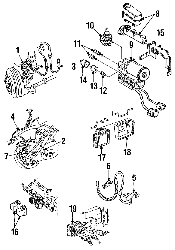 Diagram ELECTRICAL. ABS COMPONENTS. for your 2004 GMC Sierra 2500 HD 6.0L Vortec V8 CNG M/T RWD SLT Crew Cab Pickup 