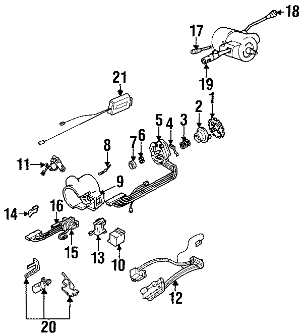 Diagram STEERING COLUMN. SHROUD. SWITCHES & LEVERS. for your 1998 Buick Century   