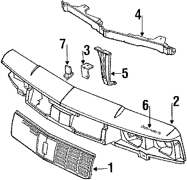 Diagram GRILLE & COMPONENTS. for your Chevrolet Celebrity  