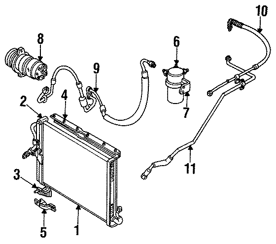 Diagram AIR CONDITIONER & HEATER. COMPRESSOR & LINES. CONDENSER. for your 1992 Oldsmobile Cutlass Ciera   