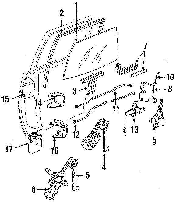 Diagram REAR DOOR. GLASS & HARDWARE. for your 2018 Chevrolet Spark   