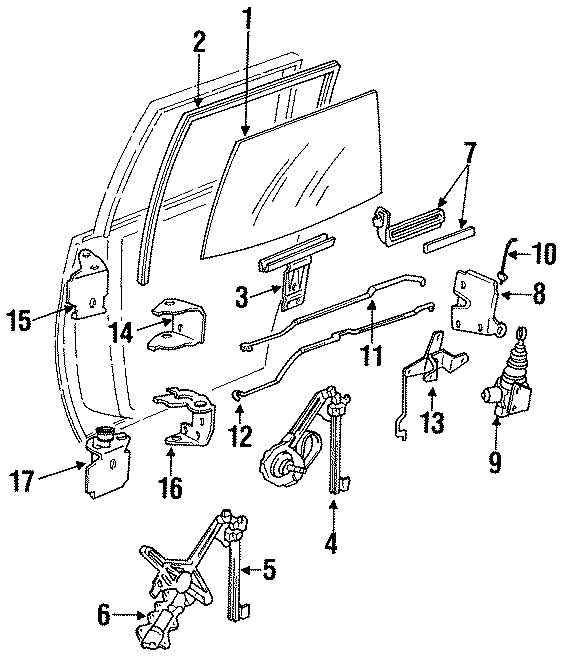 Diagram REAR DOOR. GLASS & HARDWARE. for your 2014 Chevrolet Spark  LT Hatchback 