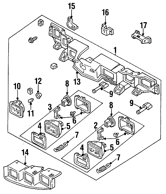 Diagram FRONT LAMPS. HEADLAMP COMPONENTS. PARK & SIGNAL LAMPS. for your 2003 GMC Sierra 2500 HD 6.0L Vortec V8 A/T RWD SLE Standard Cab Pickup 