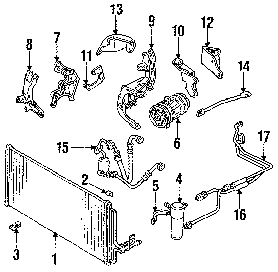 Diagram AIR CONDITIONER & HEATER. COMPRESSOR & LINES. for your 2018 GMC Sierra 2500 HD 6.6L Duramax V8 DIESEL A/T 4WD Base Extended Cab Pickup Fleetside 