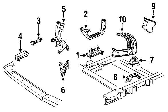 Diagram ENGINE / TRANSAXLE. ENGINE & TRANS MOUNTING. for your 2011 GMC Sierra 2500 HD 6.6L Duramax V8 DIESEL A/T 4WD WT Standard Cab Pickup 