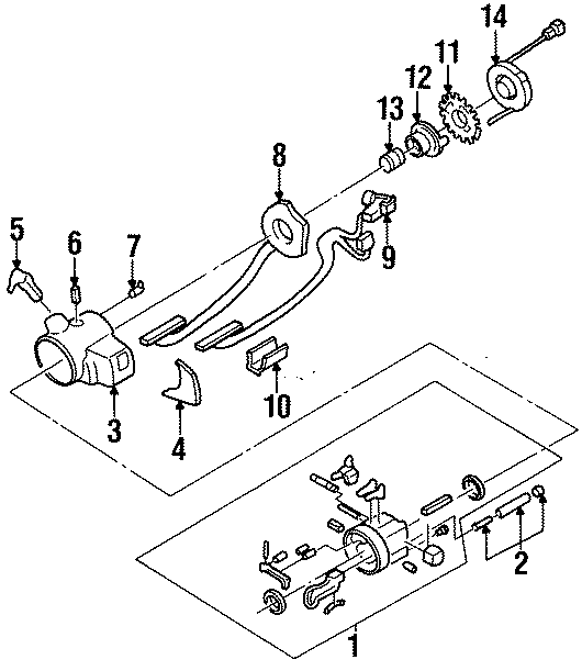 Diagram STEERING COLUMN. HOUSING & COMPONENTS. for your 2005 Chevrolet Silverado 1500 Z71 Off-Road Standard Cab Pickup Fleetside  