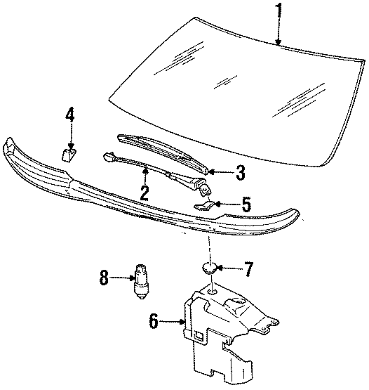 WINDSHIELD. GLASS. WIPER & WASHER COMPONENTS. Diagram