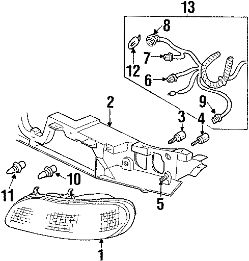 Diagram FRONT LAMPS. HEADLAMP COMPONENTS. for your 2007 GMC Sierra 1500 Classic   