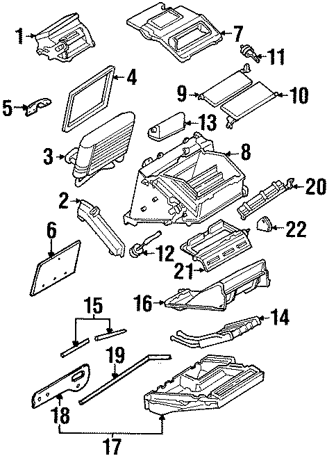 Diagram AIR CONDITIONER & HEATER. EVAPORATOR & HEATER COMPONENTS. for your 1984 Chevrolet Celebrity   