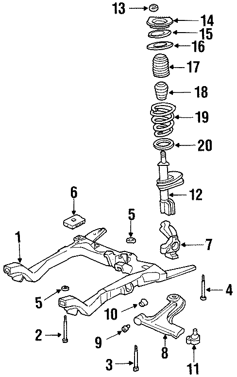 Diagram FRONT SUSPENSION. SUSPENSION COMPONENTS. for your 2020 Chevrolet Camaro  ZL1 Coupe 