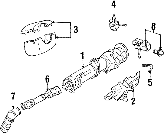 Diagram STEERING COLUMN ASSEMBLY. for your 2005 Chevrolet Astro Base Extended Cargo Van 4.3L Vortec V6 A/T AWD 