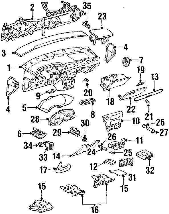 Diagram INSTRUMENT PANEL. for your 2005 Chevrolet Trailblazer EXT   