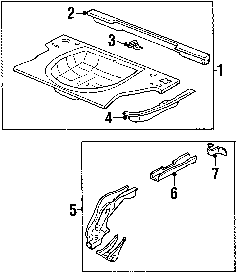 Diagram REAR BODY & FLOOR. FLOOR & RAILS. for your 2000 Chevrolet Camaro   