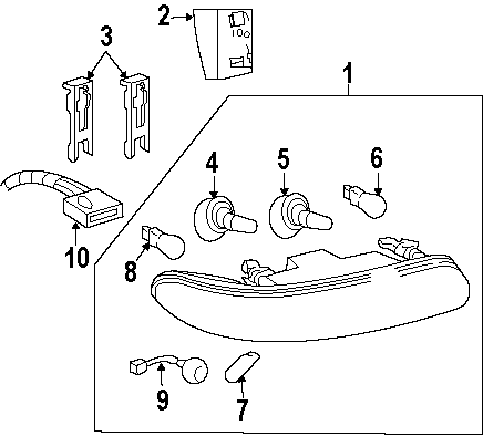 Diagram FRONT LAMPS. HEADLAMP COMPONENTS. for your 2005 Chevrolet Aveo    