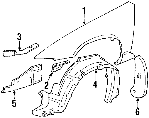 Diagram FENDER & COMPONENTS. for your 2021 GMC Sierra 2500 HD 6.6L V8 A/T RWD SLE Standard Cab Pickup Fleetside 