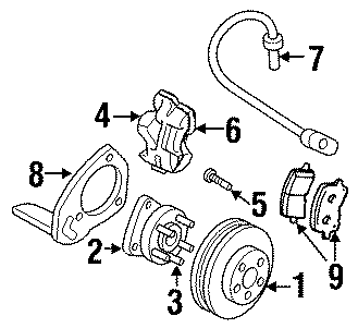 Diagram FRONT SUSPENSION. BRAKE COMPONENTS. for your 2002 GMC Sierra 2500 HD Base Standard Cab Pickup Fleetside 6.0L Vortec V8 CNG A/T RWD 