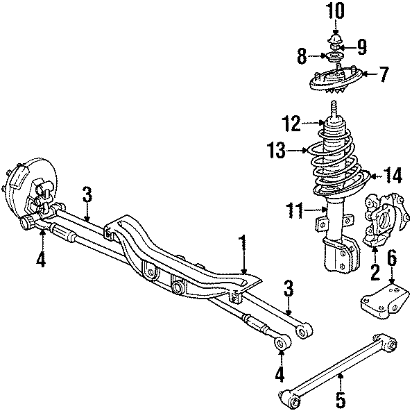 Diagram REAR SUSPENSION. SUSPENSION COMPONENTS. for your 2015 GMC Sierra 2500 HD 6.0L Vortec V8 A/T RWD Base Extended Cab Pickup Fleetside 