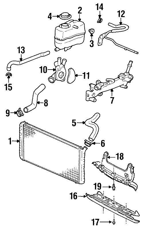 Diagram RADIATOR & COMPONENTS. for your 2013 GMC Sierra 1500   