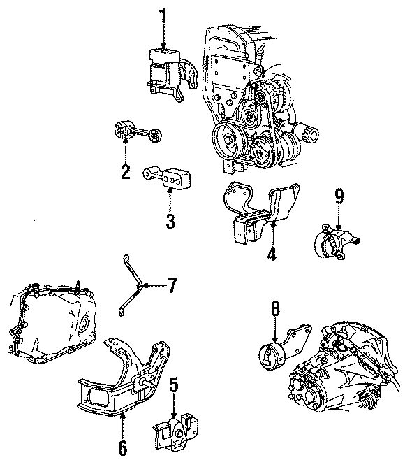 Diagram ENGINE / TRANSAXLE. ENGINE & TRANS MOUNTING. for your 2011 GMC Sierra 2500 HD 6.0L Vortec V8 FLEX A/T 4WD SLT Crew Cab Pickup 