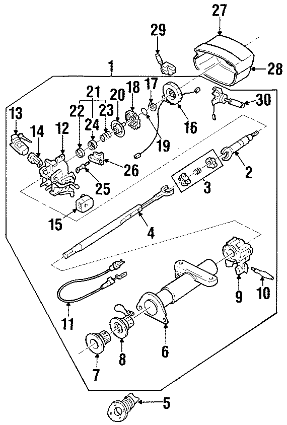 Diagram STEERING COLUMN ASSEMBLY. for your 1992 Chevrolet K3500  Scottsdale Cab & Chassis Fleetside 6.2L V8 DIESEL A/T 