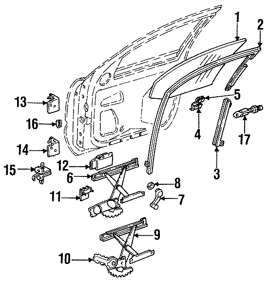 Diagram FRONT DOOR. GLASS & HARDWARE. for your 2022 Chevrolet Spark  LT Hatchback 