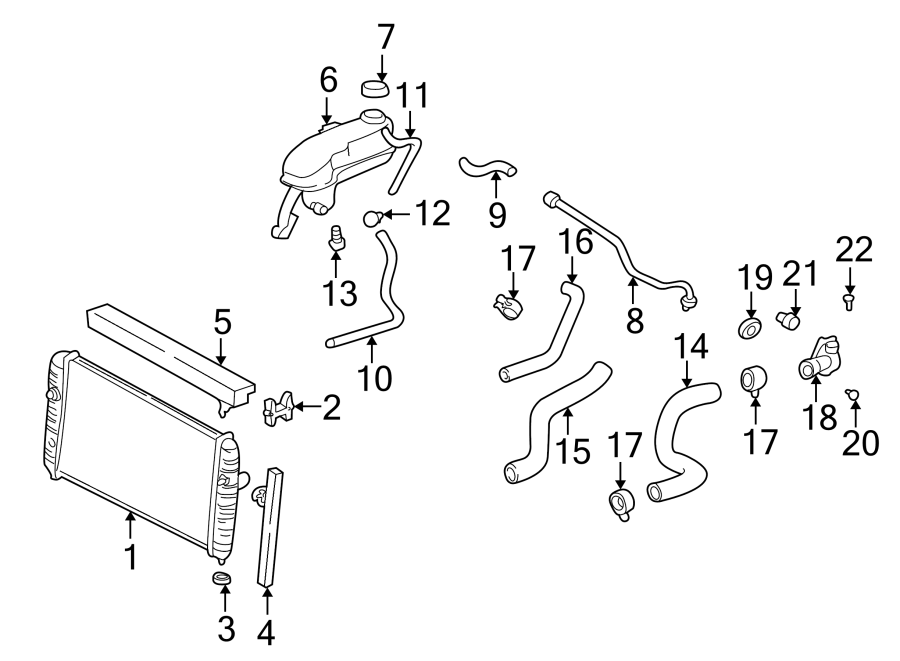 Diagram RADIATOR & COMPONENTS. for your 2020 GMC Yukon   